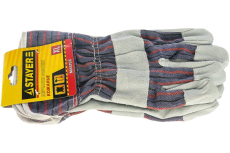 Купить Перчатки STAYER MASTER рабочие комбинированные кожаные из спилка XL 1130-XL фото №2
